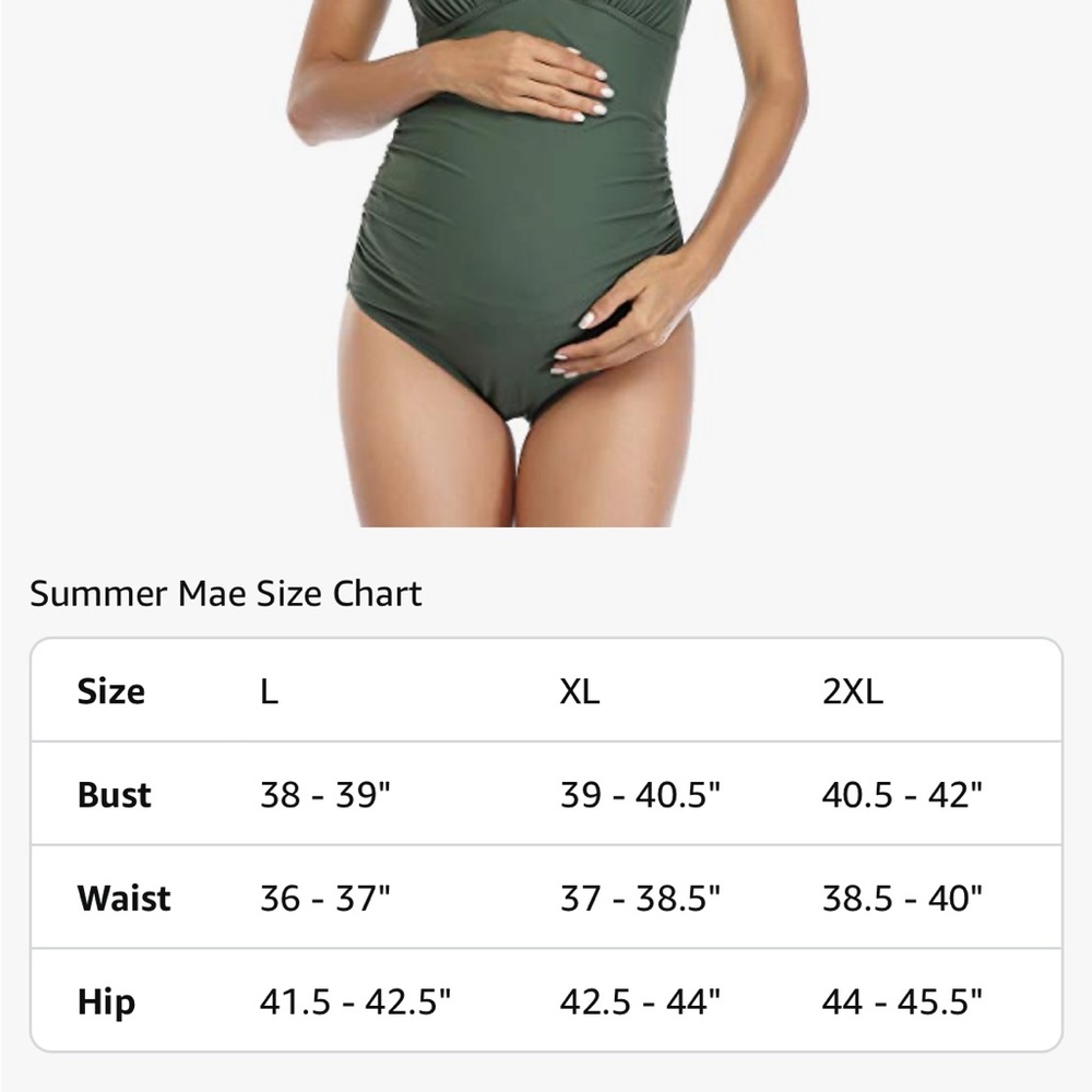 Green Ruffled One-Piece Swimsuit - Maternity - Picture 2 of 9